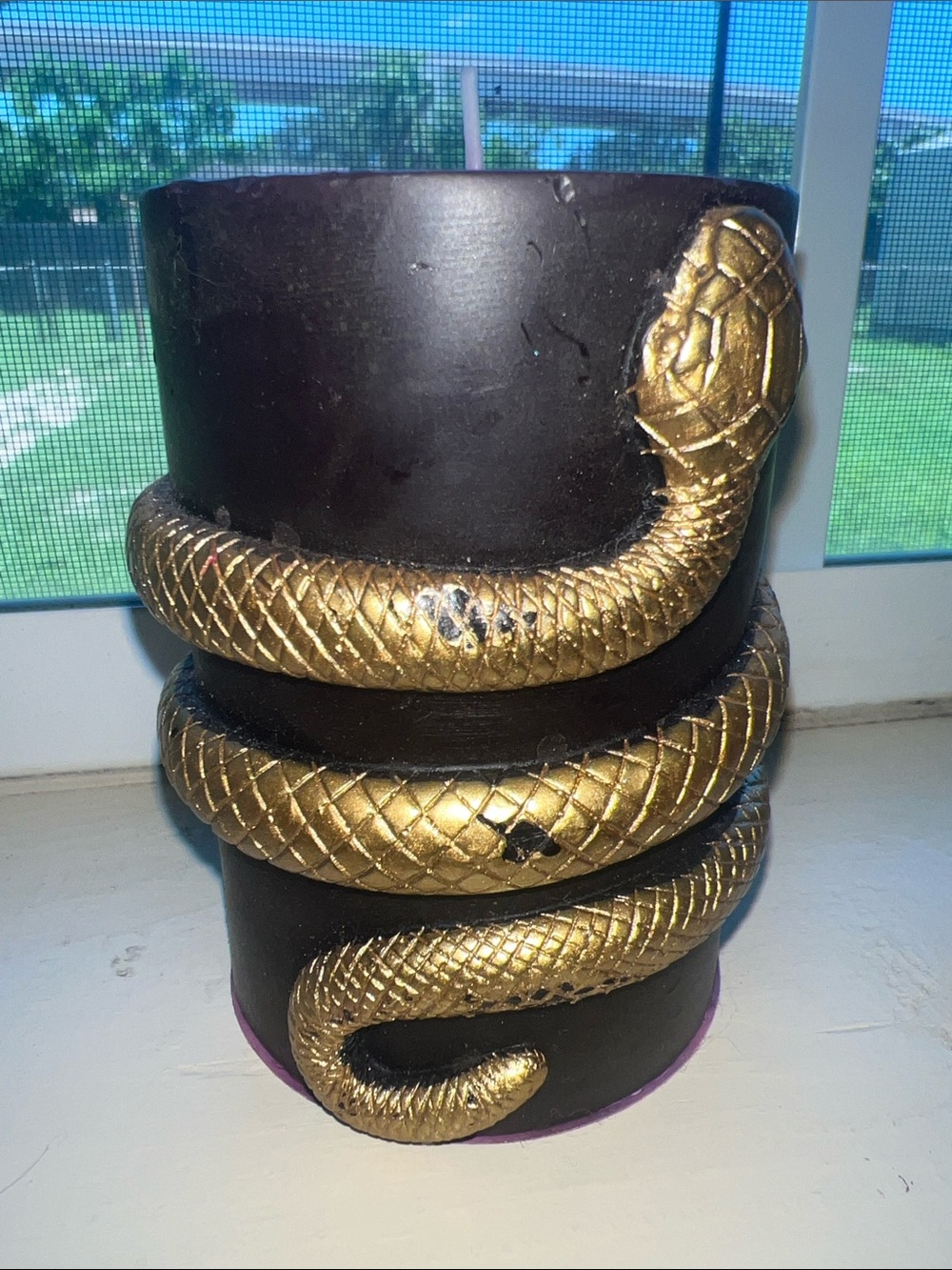 Serpent Gold Snake Cobra Pillar Candle Black Magic Gothic RARE NEW